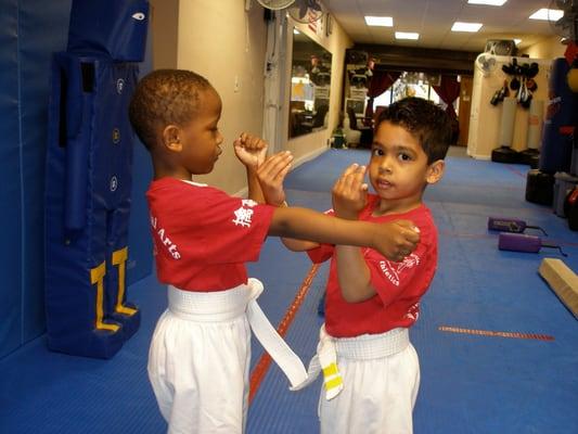 Lil Martial Artist developing blocking skills