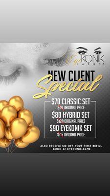 Eyekonik lashes offer new client specials!