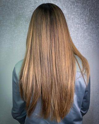 Balayage, cut and style