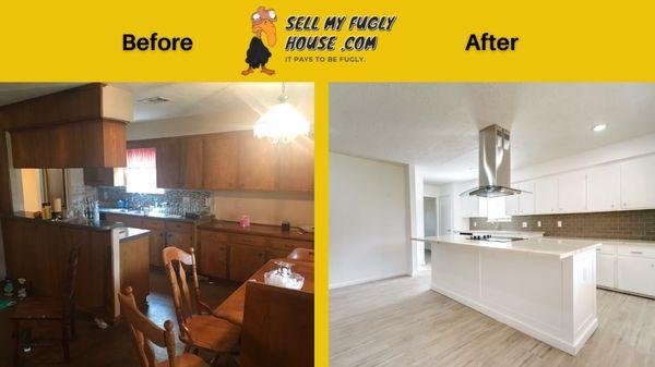 Before and after kitchen in Pasadena, TX