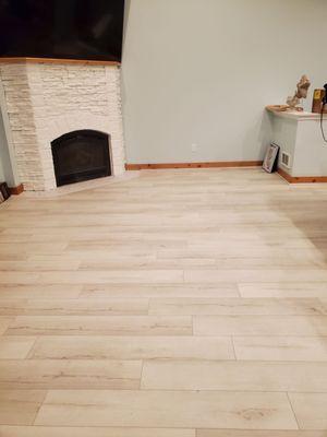 Living room vinyl plank flooring