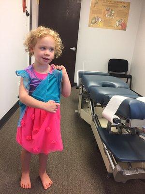 This little cutie was very excited to come in for her adjustment and to show off her mermaid dress.