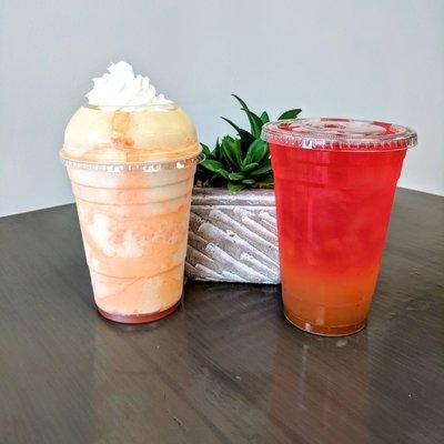 Tropical Pineapple shake and Tropical Sunrise tea bomb.