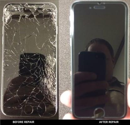 Before and after iPhone repair.