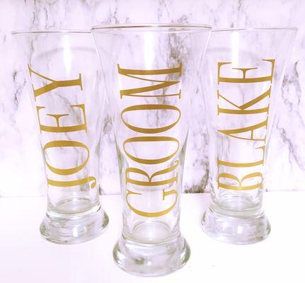 Custom Groomsmen Beer Glasses