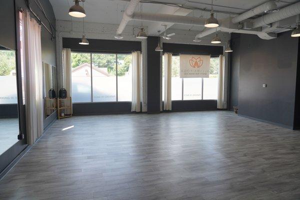 1200 square feet of sunlit practice space can accommodate many students safely with social distancing.