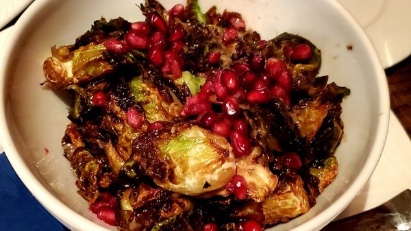 Brussel sprouts with pomegranate seeds.