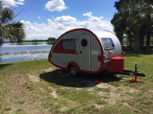 Our camper right on the lake