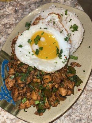 Thai Basil Chicken, Fried Egg, Jasmine Rice