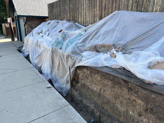 Excavation for retaining wall