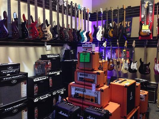 Check out our selection of electric guitars and amps! Ibanez, Peavey, Schecter, G&L, Blackstar, Orange, Vox and more!