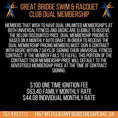 Great Bridge Swim and Racquet Club Membership!