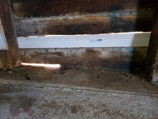 Interior base molding trim used for exterior crawlspace