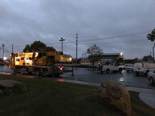 Early morning commercial crane lift!