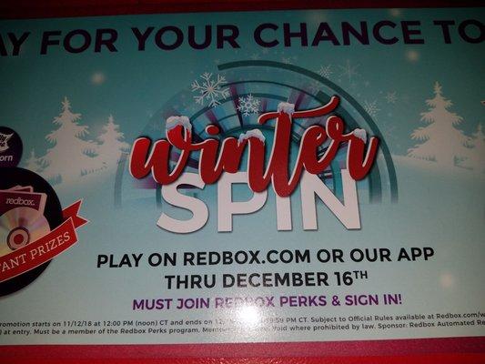 Winter Spin redbox game!