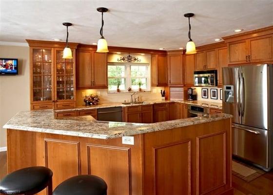 New Kitchen Remodel with cherry cabinets and granite countertops