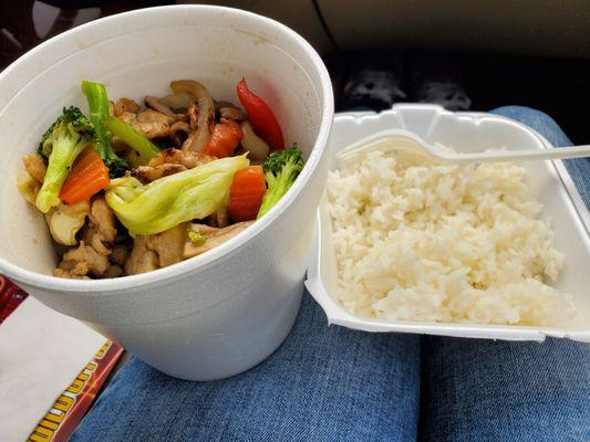 Mixed Vegetable Stir Fry Eating on my lap in my car!