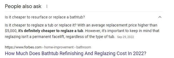 Forbes agrees, refinishing your tub is a bang for your buck.