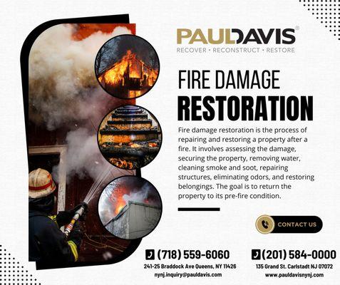 Bounce back from fire damage with our expert restoration services!  Let us handle the cleanup, repairs, and restoration .