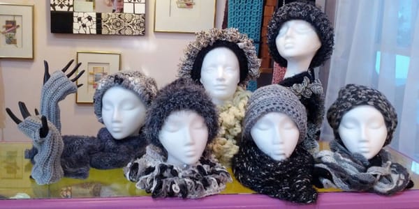 Hand crocheted hats and scarves made locally!