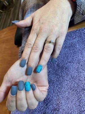 Blue matte nails