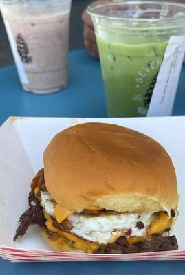 Deluxe breakfast from Big Dawg Burger and delicious marcha from Seven Seas my two favorite places