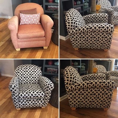 Before and after re-upholstery