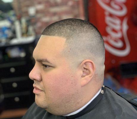 Men's high bald fade