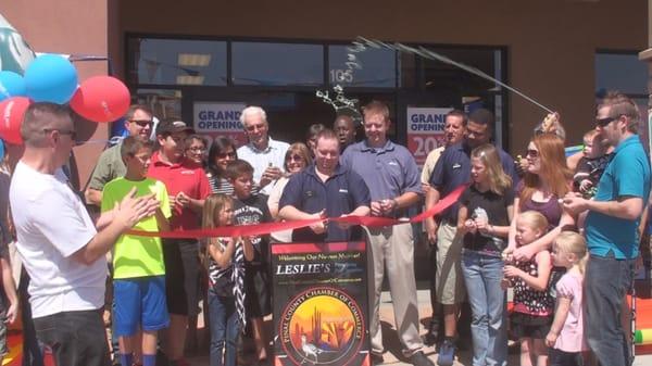 Pinal County Chamber of Commerce Ribbon Cutting with Leslie's Swimming Pools Store Manager Alex in San Tan Valley Arizona