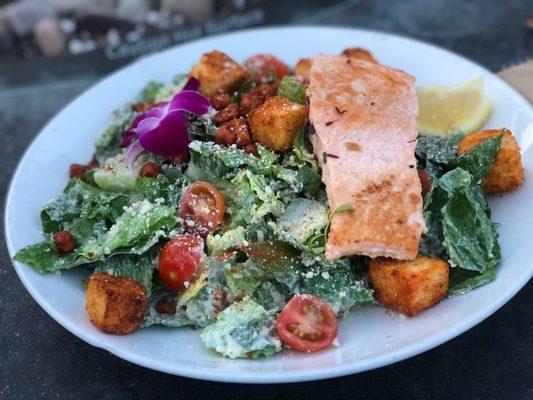 Caesar Salad with Grilled Salmon sooo good!!