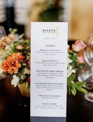 Our personalized menu