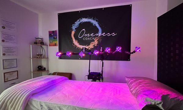 Oneness Coach is full spectrum healing and coaching. Newest addition here is the Quantum Resonance Crystal Bed. Truly next level healing.