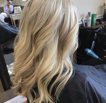 Baby blonde balayage and baby lights by Ann