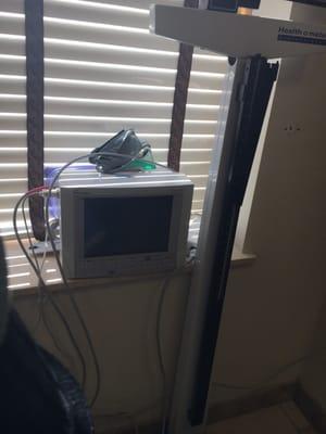 A monitor at the inside the doctors office room