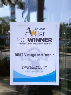 Voted "BEST Vintage & Resale Store" in all of San Diego county. We're honored by the distinction.