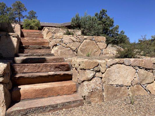 Rock terraces and moss rock steps