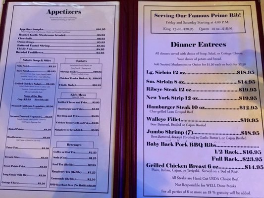 Menu...pretty cheap