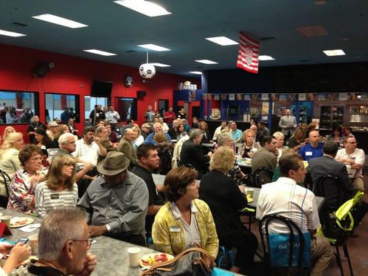 Great turn out for the networking breakfast at the Arena upland indoor soccer field