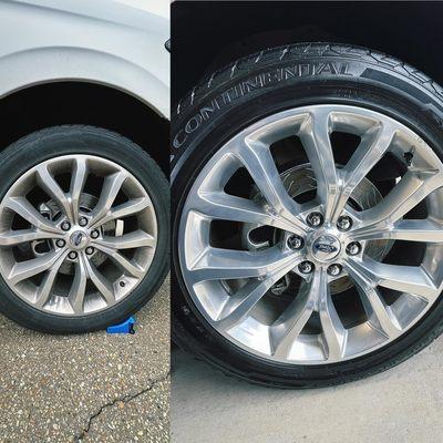 Before and after, on a Ford Expedition, with our deep detail package.