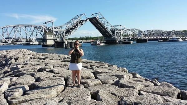 My niece at the Old Steel Bridge.