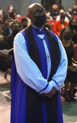 Bishop John Ogletree, Jr. being consecrated in the Bishop's consecration ceremony.