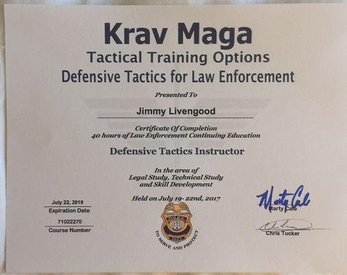 Defensive Tactics Instructor for Law Enforcement- Krav Maga