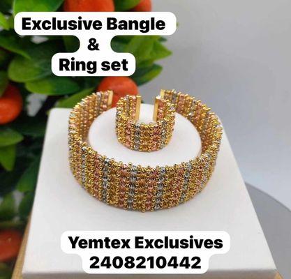 Diamond cut Bangle & Ring Jewelry Set