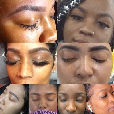 A collage of recent Brow Tint, Brow Wax, and Make-up Brows.