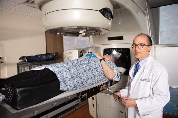 Dr. Philip Shrake at Radiotherapy Clinics of Georgia - Lawrenceville with prostate cancer patient.