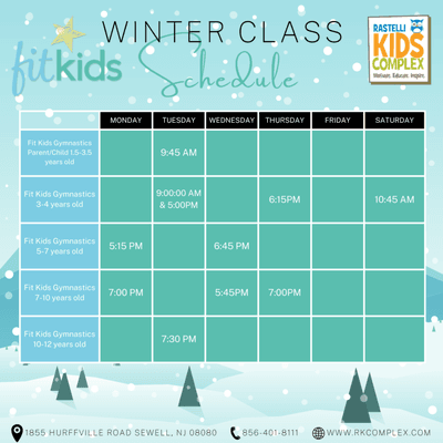 Check out our Winter Class schedule for Fit Kids! Visit our website to register!