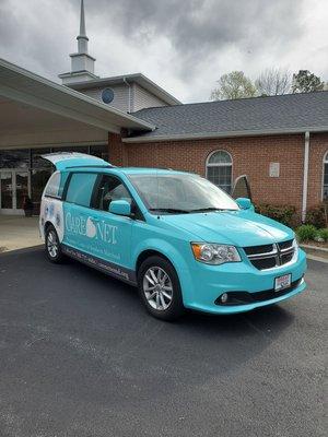 Our Teal Mobile distributing diapers, wipes, baby food and formula in the community during the COVID-19 Pandemic.