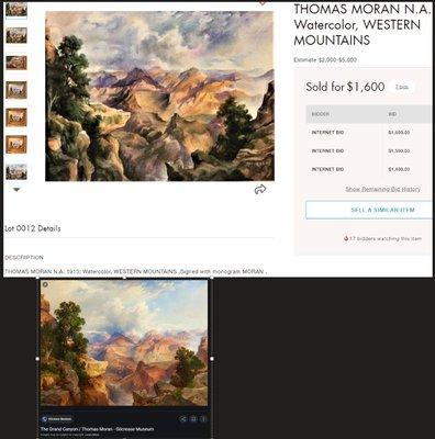 Copy of Thomas Moran's painting "The Grand Canyon."