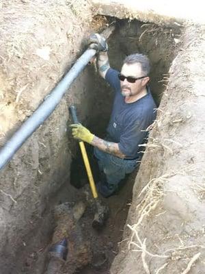 Here's Rick, owner and operator of Hayden Church, working hard on a sewer line replacement.