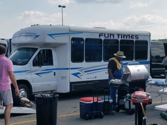 Does your driver cook for you? This was a country concert venue at Gillette.